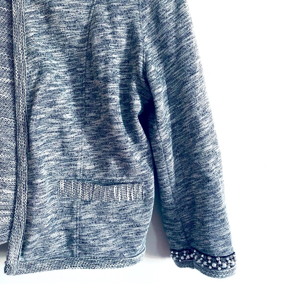 EXPRESS Women's Heather Gray Cropped Quarter Sleeve Cardigan Jacket Size S - Picture 2 of 8